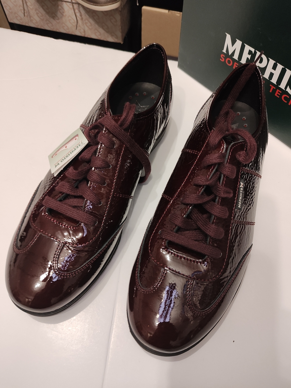 Mephisto Women's Burgundy Patent Leather Sneakers